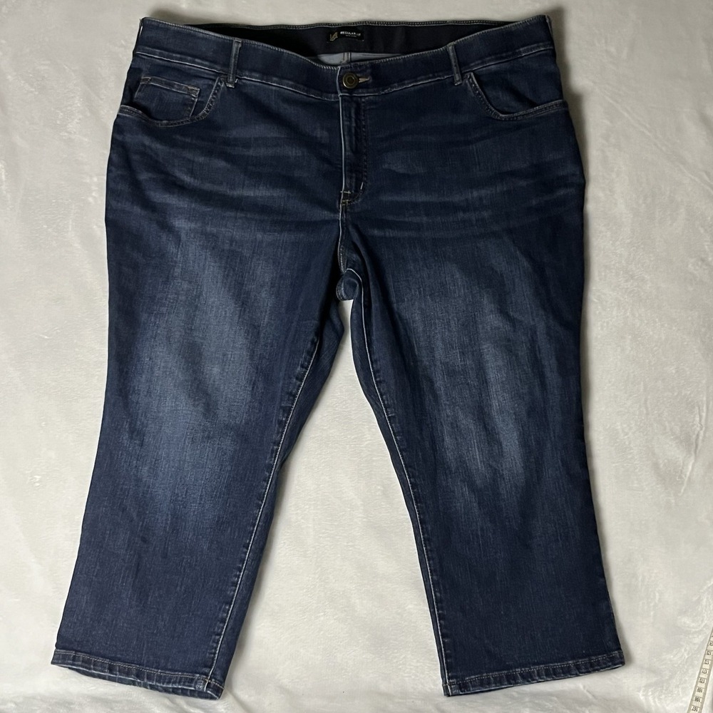 Lee Women Capri Jeans 24W Regular Fit Mid Rise Flex Band Waist Stretch Denim 22"